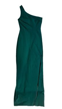 New Lulu’s Good Times Only Hunter Green One-Shoulder Maxi Dress Figure Fit Sz S